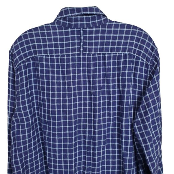 Banana Republic Mens Size L Shirt 100% Linen Camden Standard Fit Windowpane Blue - Picture 5 of 12